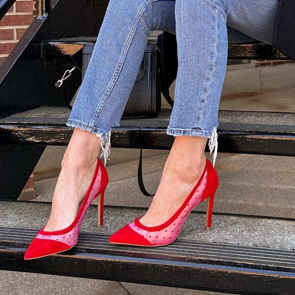 NEW ALLEGRA JAMES Suede Debbie Pumps red for women 663tn - Picture 6 of 9